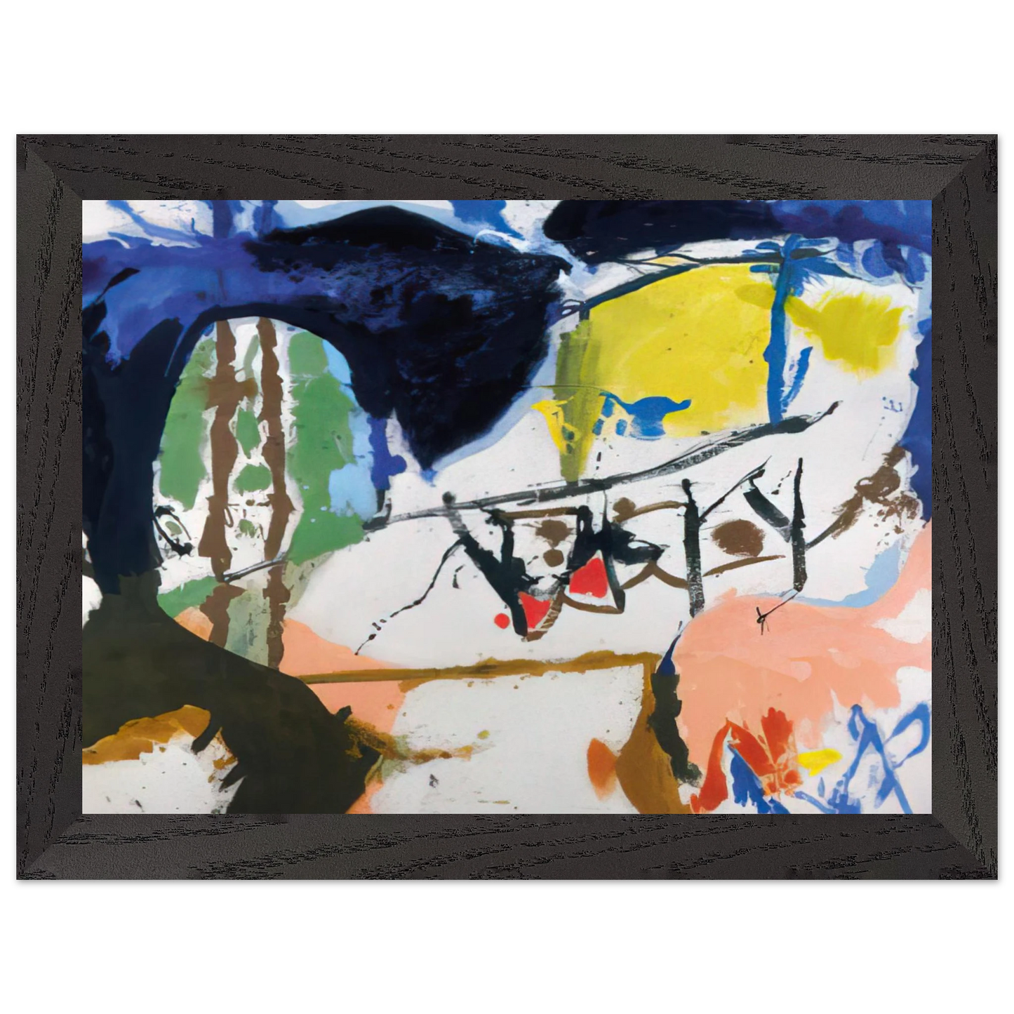 Helen Frankenthaler - Acres - 1959 Wall art - 21x29.7 cm / 8x12" - Premium Wooden Framed Poster With Fine Art Paper-canvas - Wood frame