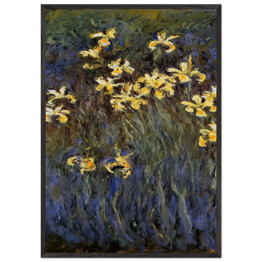The Yellow Irises - claude monet 70x100 cm / 28x40 inches Framed Art Print – Black Wooden Frame