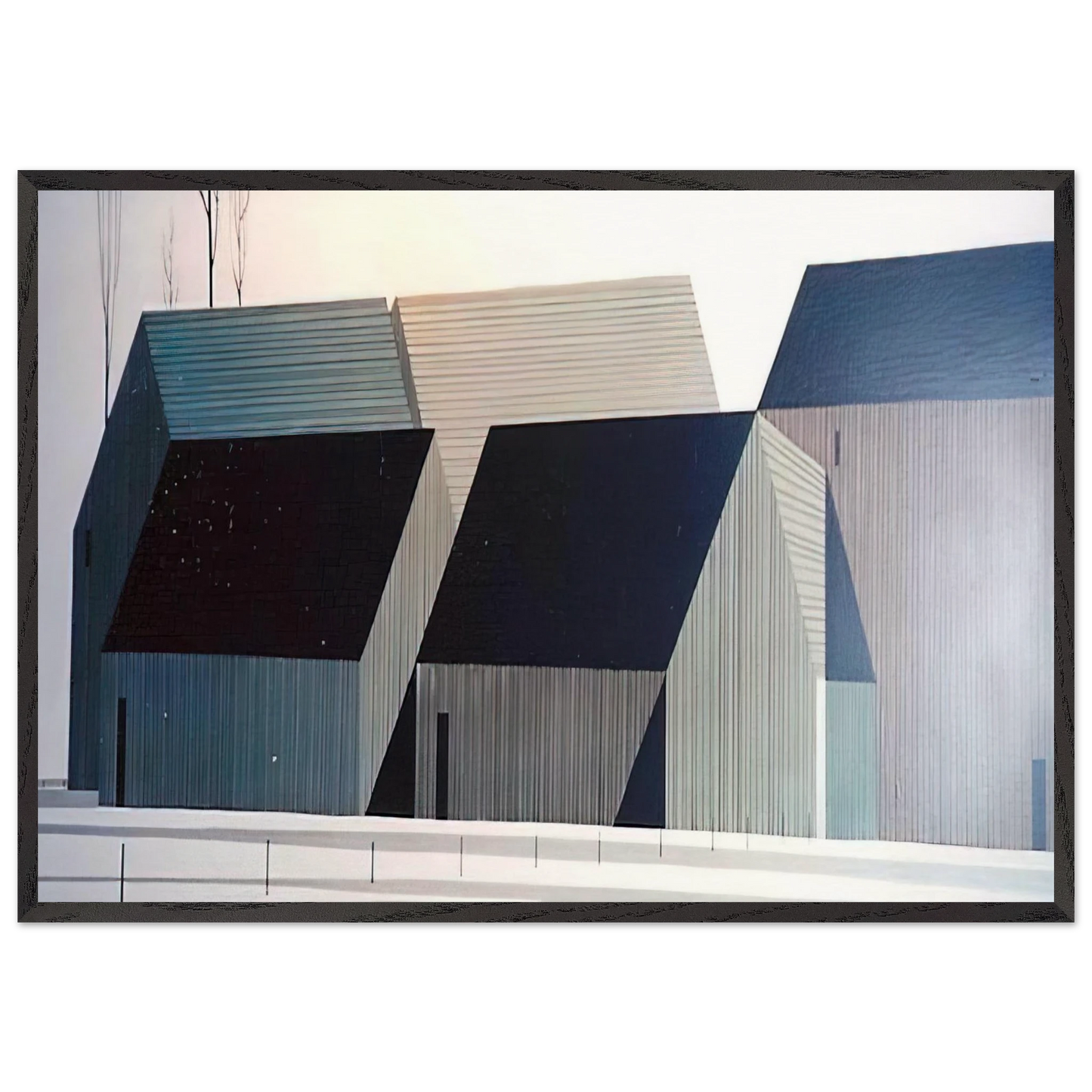Barns - Eyvind Earle 70x100 cm / 28x40 inches Framed Art Print – Black Wooden Frame