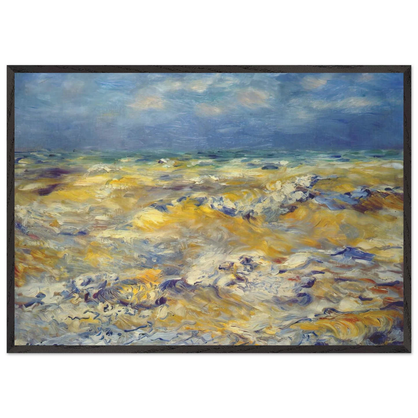 Seascape near berneval - Pierre-Auguste Renoir 70x100 cm / 28x40 inches Framed Art Print – Black Wooden Frame