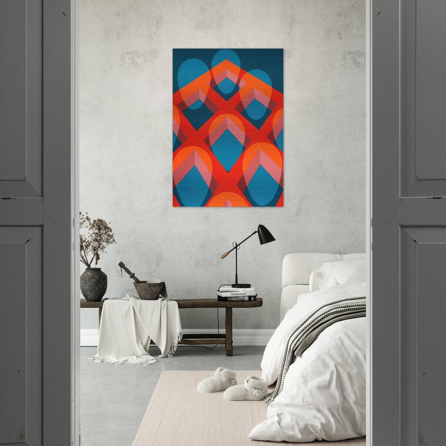 Untitled - Faces in a Grid Red and Blue - 1973 - Clarence Holbrook Carter Brushed Aluminum Print - 70x100 cm / 28x40 inches | Clarence Holbrook Carter Aluminum Print | Clarence Holbrook Carter Prints