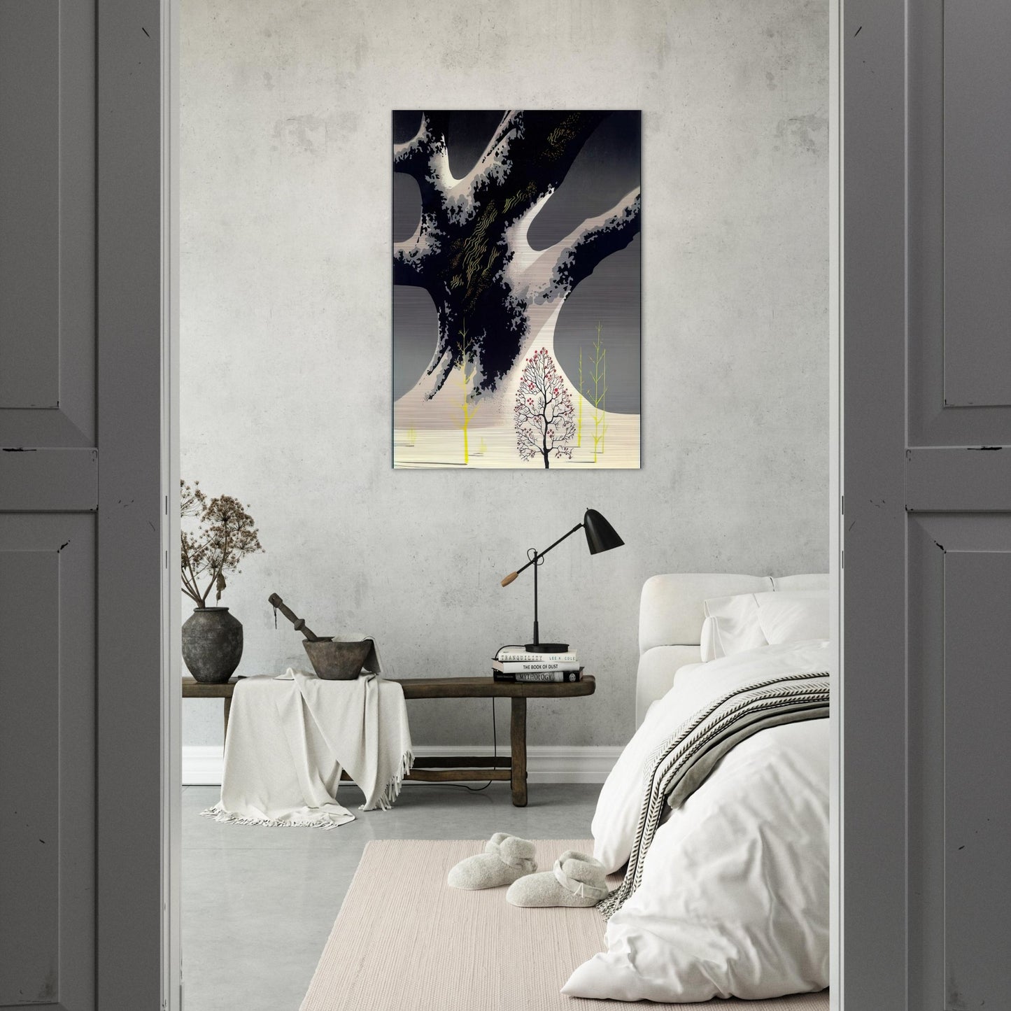 Winter Oak - Eyvind Earle Brushed Aluminum Print - 70x100 cm / 28x40 inches | Eyvind Earle Aluminum Print | Eyvind Earle Prints