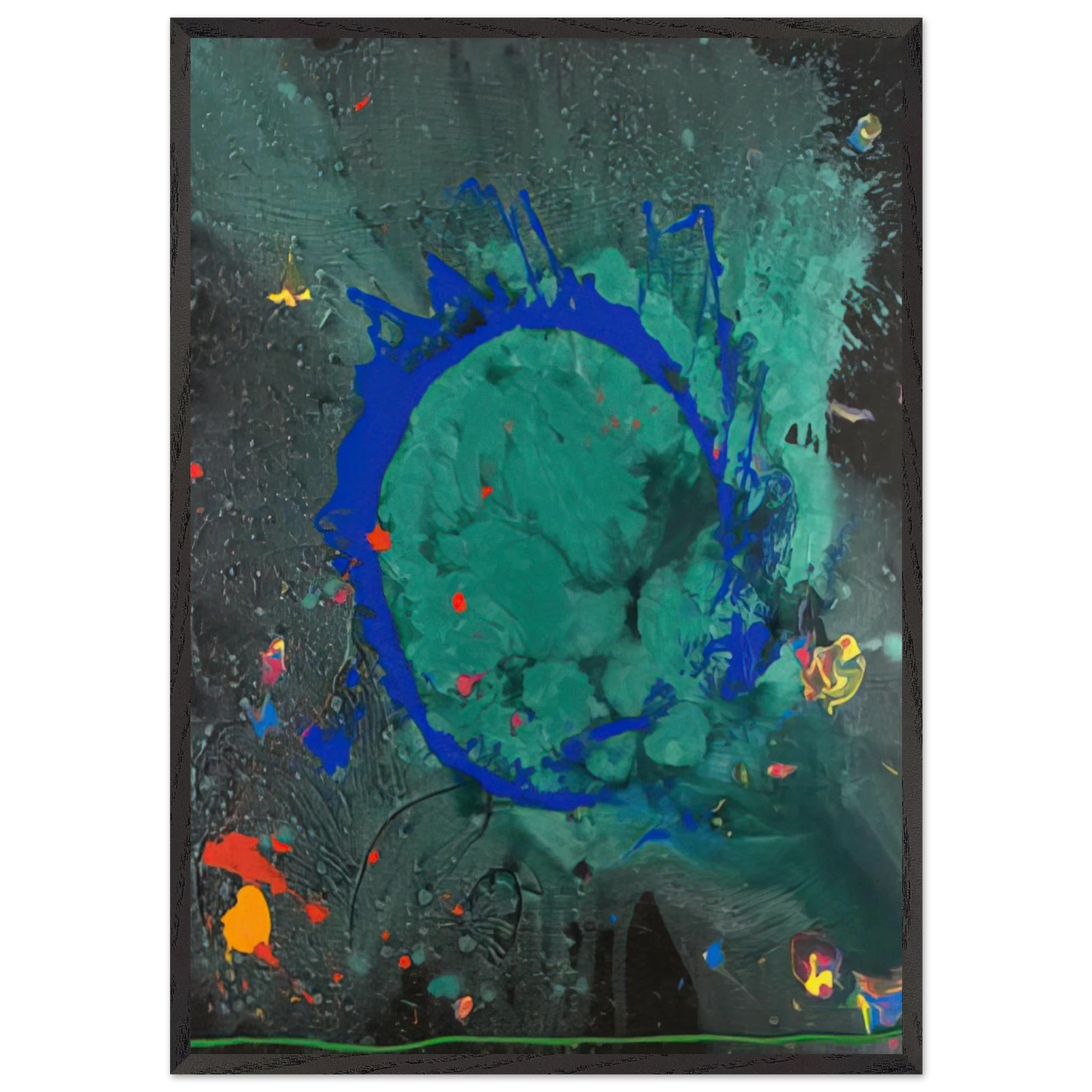 Jade Buddha 230708 - 2008 - John Hoyland 70x100 cm / 28x40 inches Framed Art Print – Black Wooden Frame