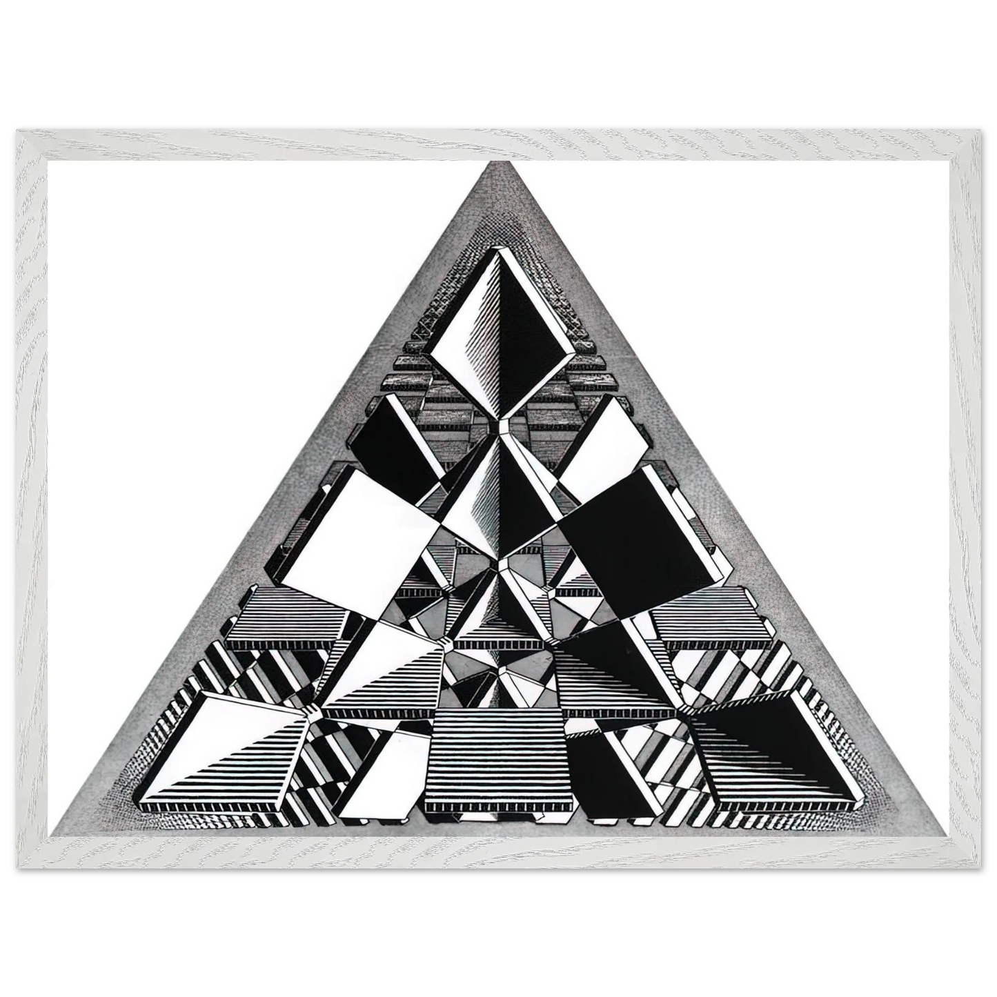MC Escher - THREE INTERSECTING PLANES Wall Art - 60x80 cm / 24x32 inches - Premium Wooden Framed Poster With Fine Art Paper-canvas - White frame