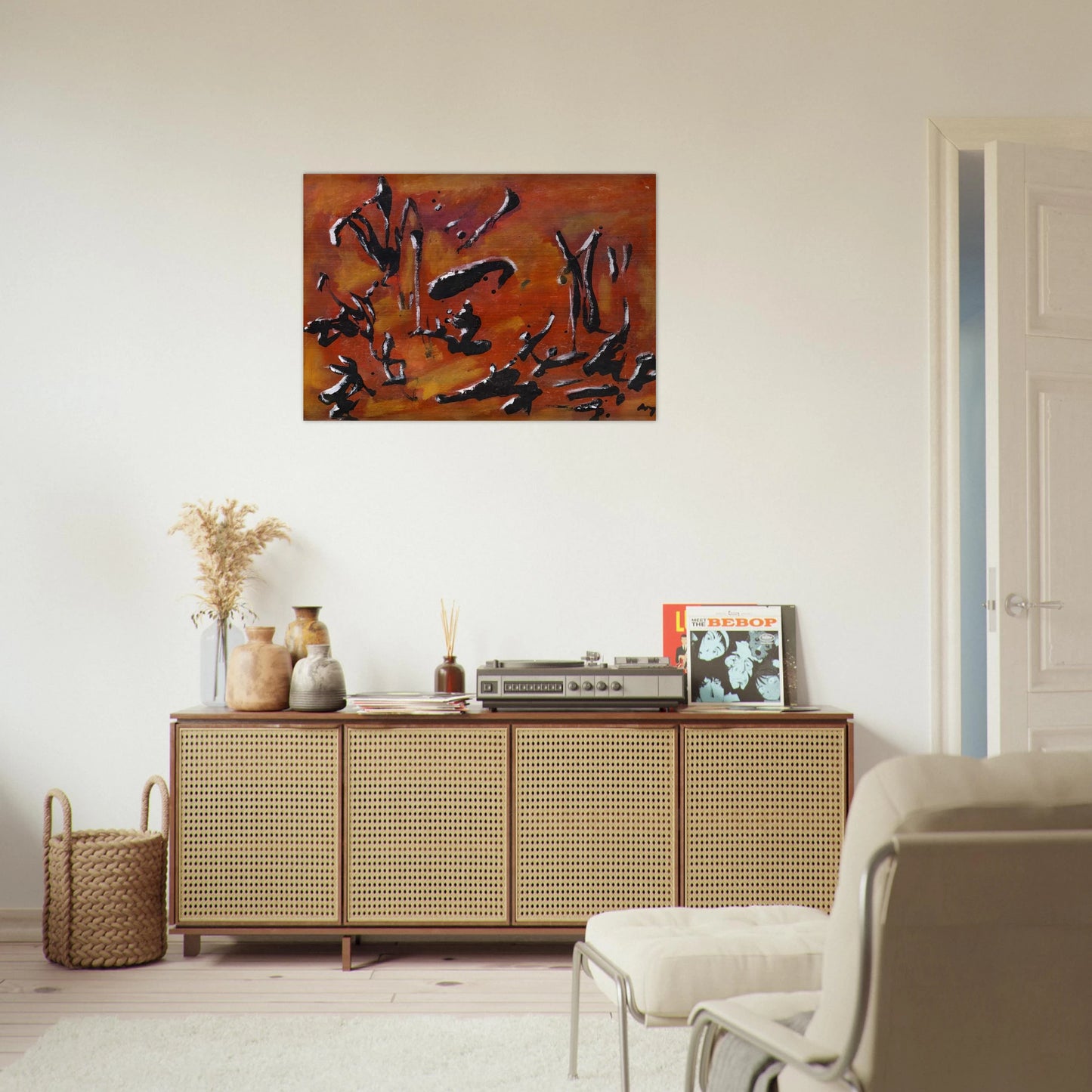 RED ABSTRACT COMPOSITION - Henri Michaux Brushed Aluminum Print - 70x100 cm / 28x40 inches | Henri Michaux Aluminum Print | Henri Michaux Prints