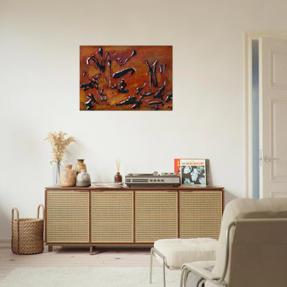 RED ABSTRACT COMPOSITION - Henri Michaux Brushed Aluminum Print - 70x100 cm / 28x40 inches | Henri Michaux Aluminum Print | Henri Michaux Prints