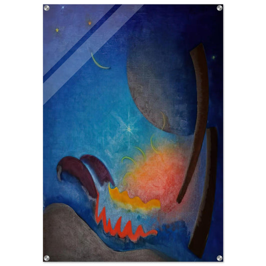 Night Fires - Precisionism - Agnes Lawrence Pelton Acrylic Print - 70x100 cm / 28x40″ inches | Agnes Lawrence Pelton Wall Art | Agnes Lawrence Pelton Prints