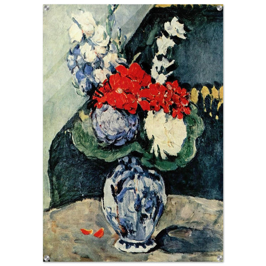 Still life, Delft vase with flowers - Paul Cézanne Acrylic Print - 70x100 cm / 28x40″ inches
