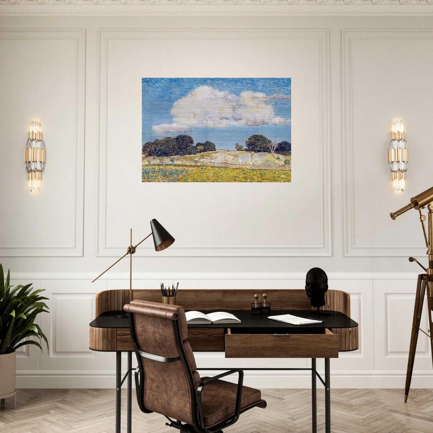 Dragon Cloud, Old Lyme - Childe Hassam Brushed Aluminum Print - 70x100 cm / 28x40 inches | Childe Hassam Aluminum Print | Childe Hassam Prints