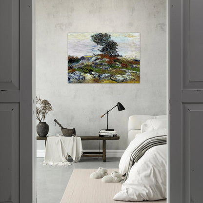 The Rocks with Oak tree - Vincent van Gogh Brushed Aluminum Print - 70x100 cm / 28x40 inches | Vincent van Gogh Aluminum Print | Vincent van Gogh Prints