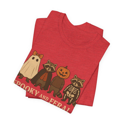Camiseta de mapache espeluznante, divertida camiseta gráfica de Halloween, bonita camiseta vintage de otoño, moderna camiseta de Halloween para mujer, camiseta de mapache salvaje