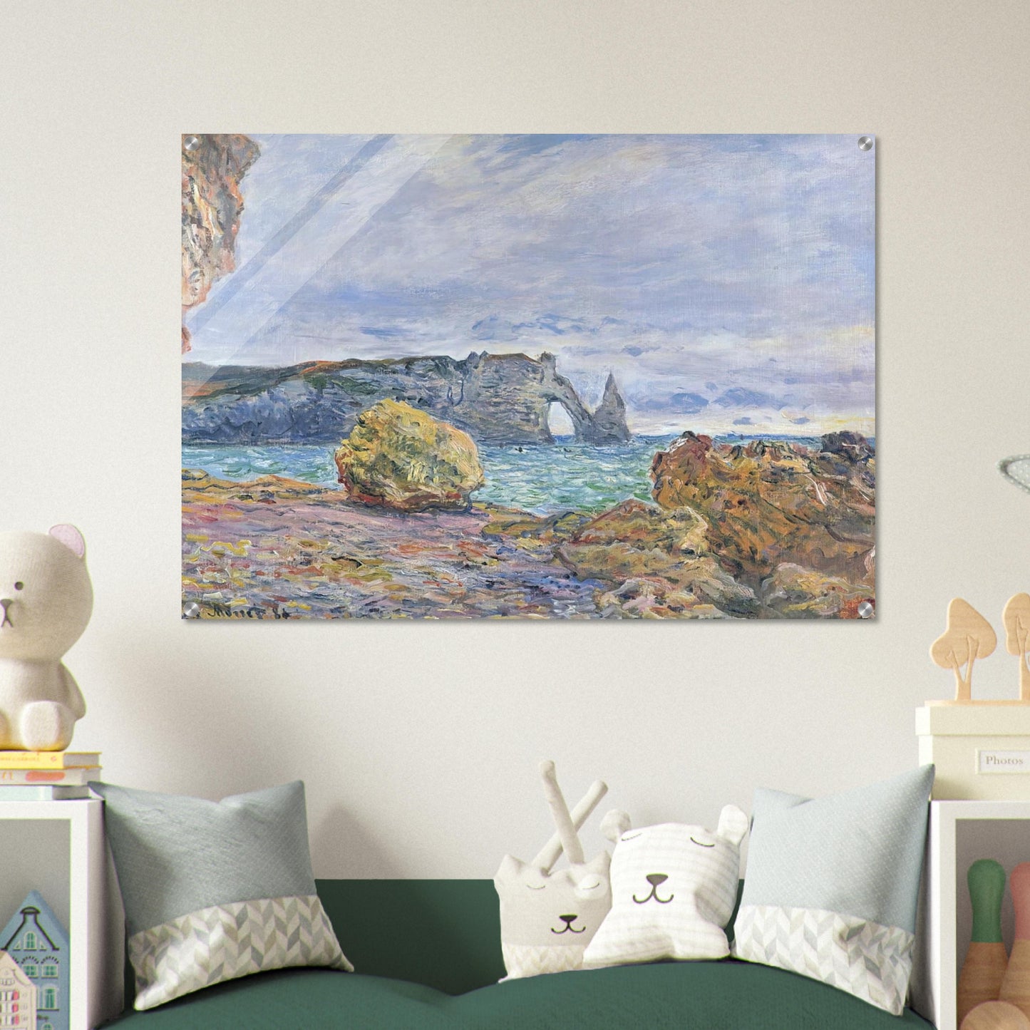 Etretat, the Beach and the Porte d'Aval - claude monet Acrylic Print - 70x100 cm / 28x40″ inches | claude monet Wall Art | claude monet Prints