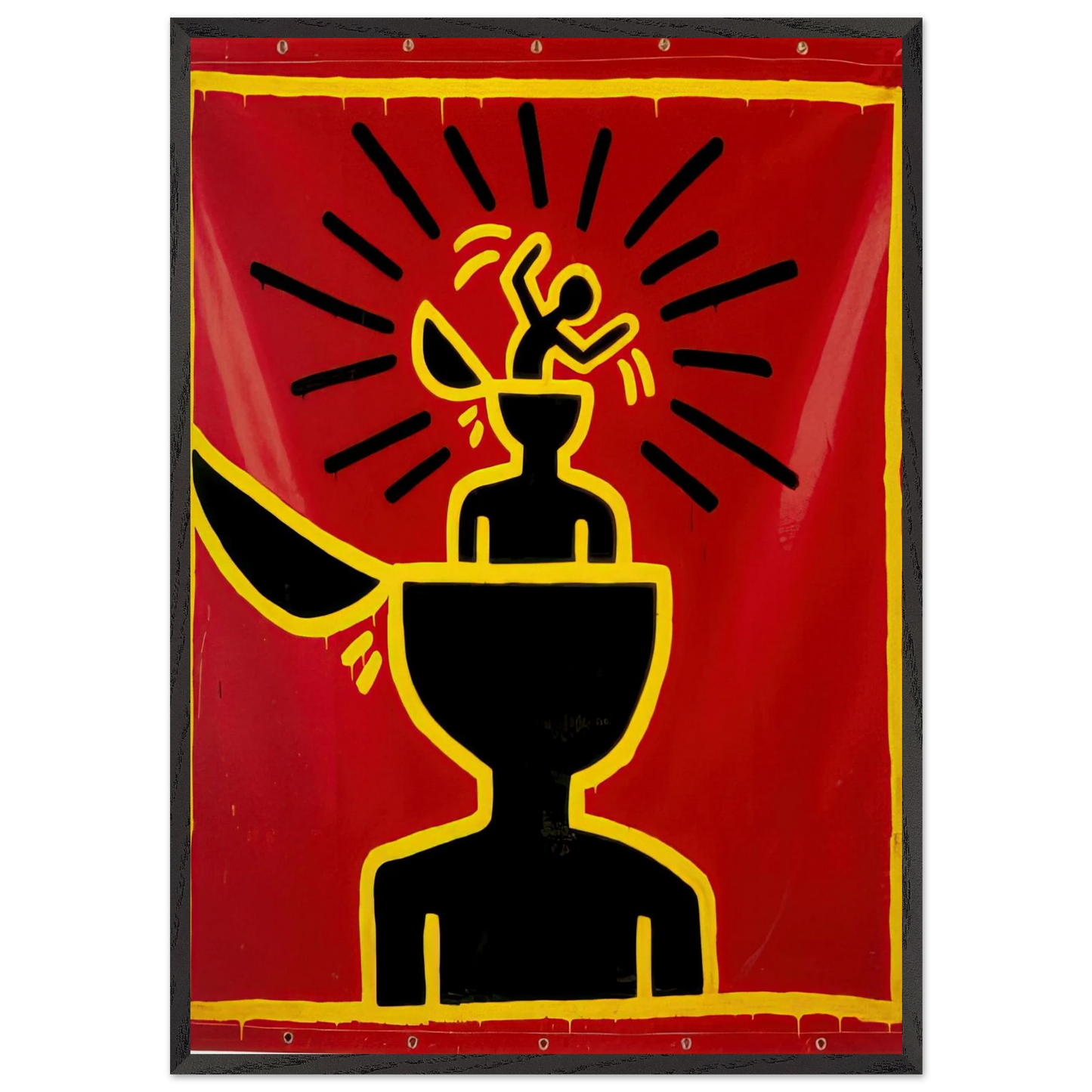 UNTITLED 1982 N4 - Keith Haring 70x100 cm / 28x40 inches Framed Art Print – Black Wooden Frame | Keith Haring Art For Sale
