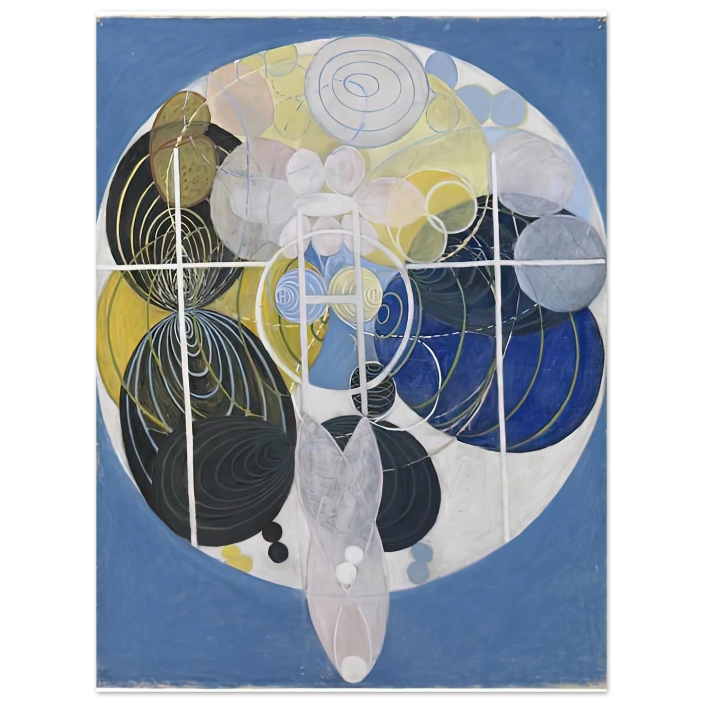 Hilma af Klint - THE LARGE FIGURE PAINTINGS NR 5 1907 Wall art - 15x20 cm / 6x8 inches - Premium Wooden Framed Poster With Fine Art Paper-canvas - White frame