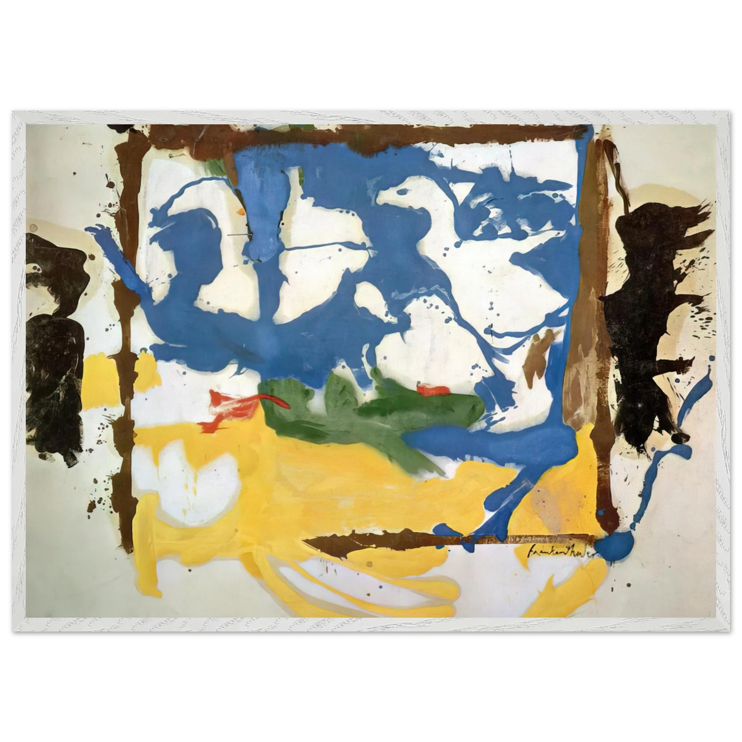 Helen Frankenthaler - Swan Lake #2 - 1961 Wall art - 70x100 cm / 28x40 inches - Premium Wooden Framed Poster With Fine Art Paper-canvas - Black frame
