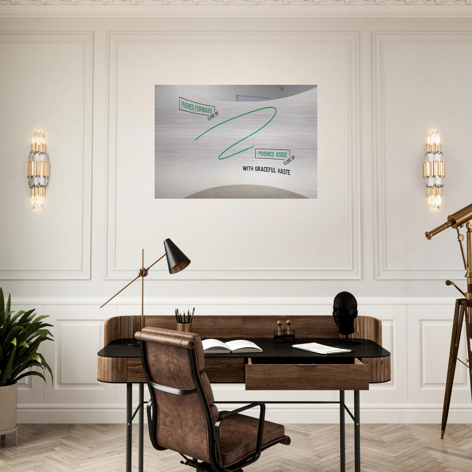 Pushed Forward... - 2009 - Lawrence Weiner Brushed Aluminum Print - 70x100 cm / 28x40 inches | Lawrence Weiner Aluminum Print | Lawrence Weiner Prints
