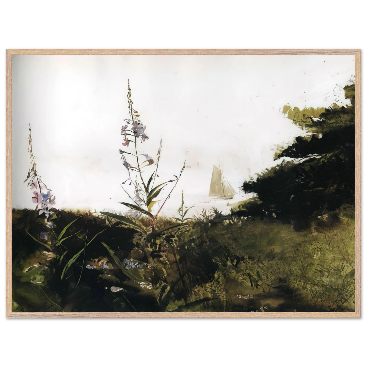 Andrew Wyeth - UNDER SAIL Wall Art - 60x80 cm / 24x32 inches - Premium Wooden Framed Poster With Fine Art Paper-canvas - Black frame