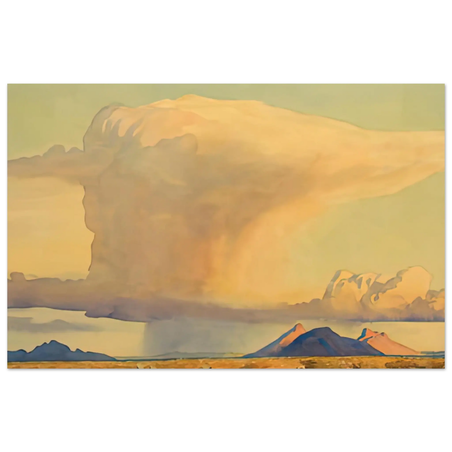 Maynard Dixon - DROUGHT AND DOWNPOUR 1944 Wall art - 13x18 cm / 5x7 Inches - Premium Wooden Framed Poster With Fine Art Paper - White frame