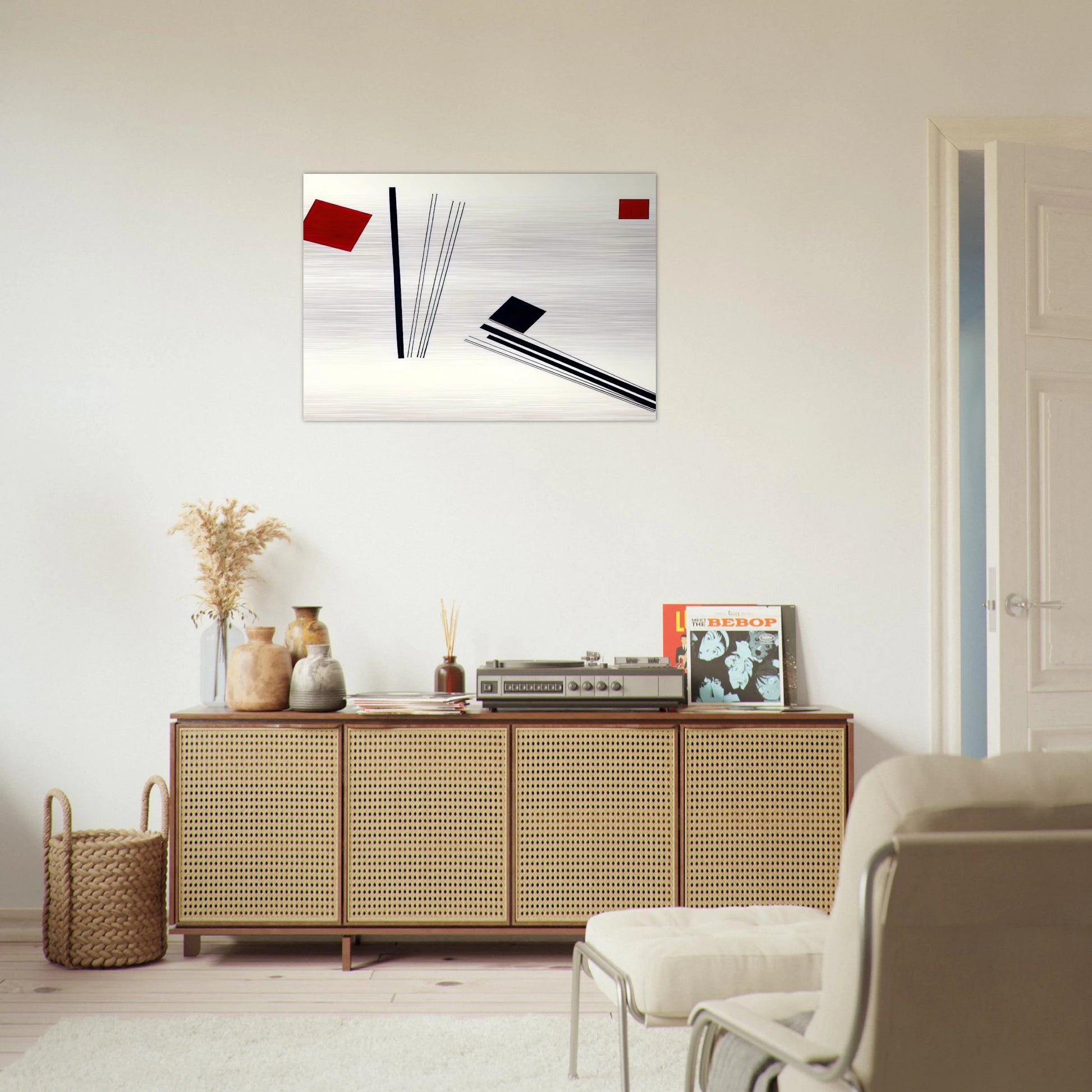 Painting in red and black - 1956 - Lygia Pape Brushed Aluminum Print - 70x100 cm / 28x40 inches | Lygia Pape Aluminum Print | Lygia Pape Prints