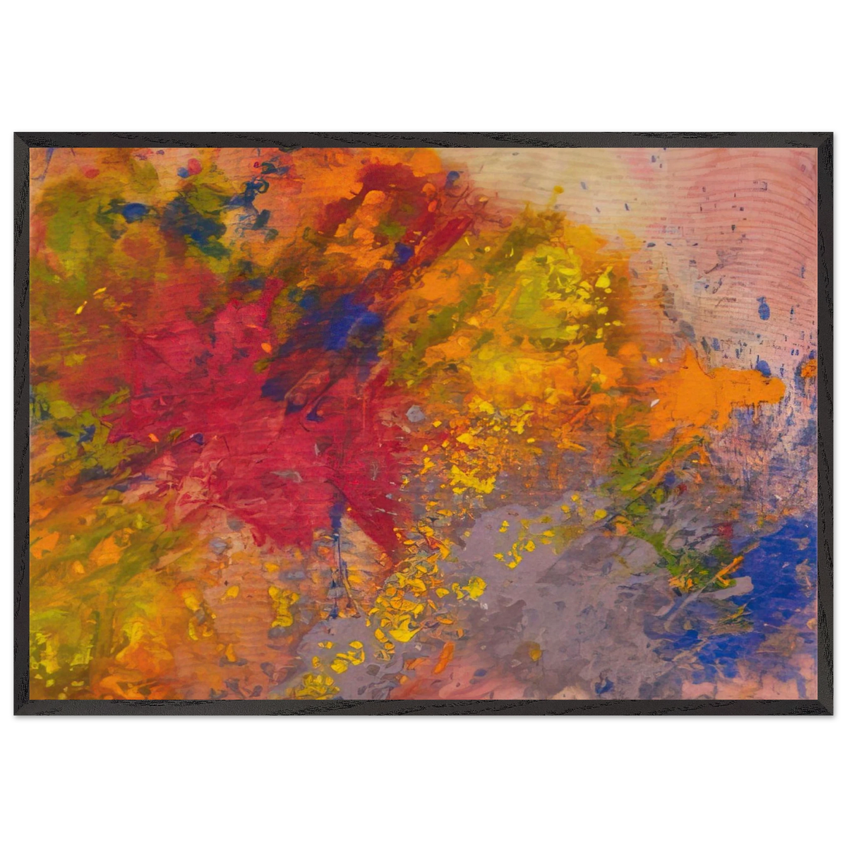 Red Linger - Sam Gilliam 70x100 cm / 28x40 inches Framed Art Print – Black Wooden Frame