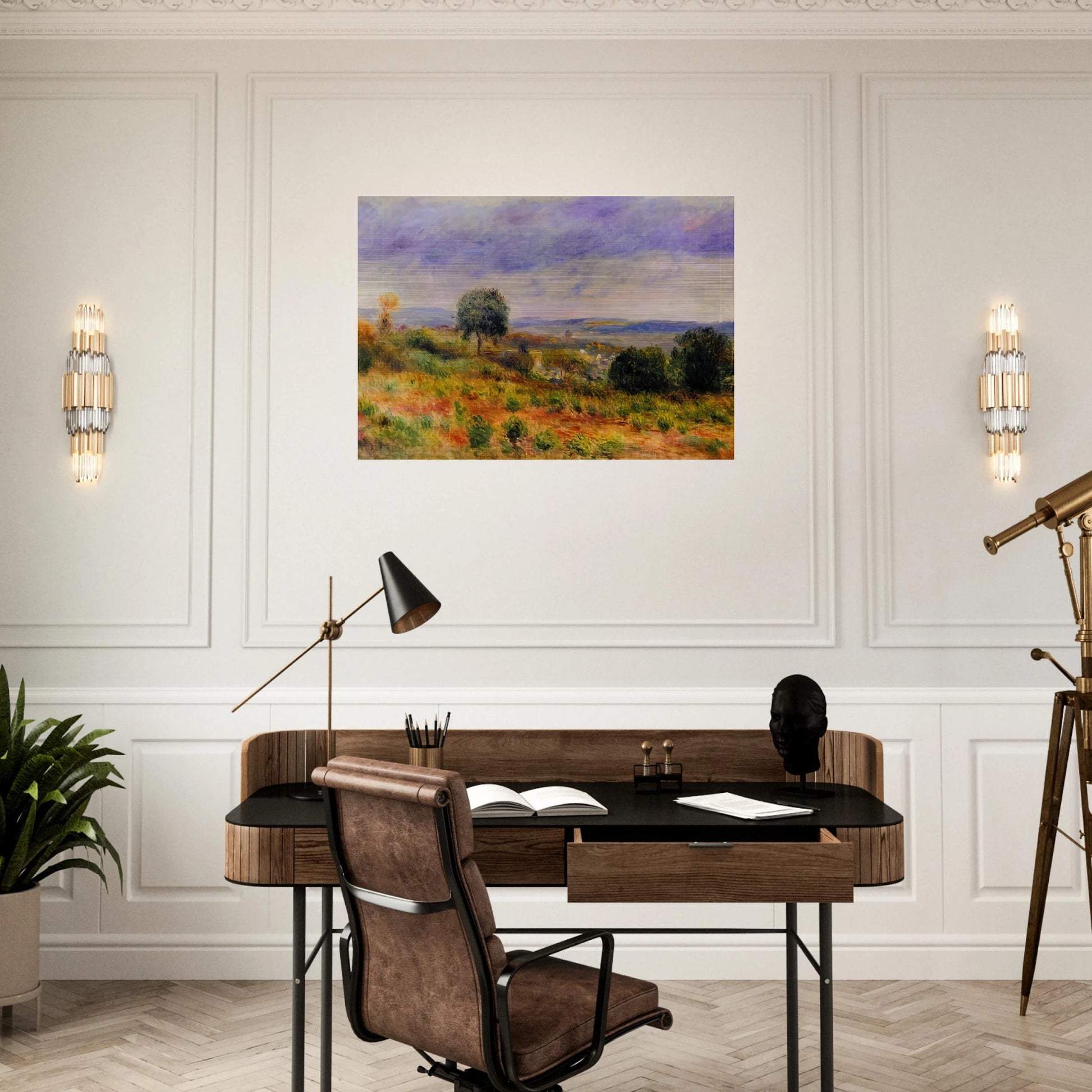 Landscape Auvers sur Oise - Pierre-Auguste Renoir Brushed Aluminum Print - 70x100 cm / 28x40 inches | Pierre-Auguste Renoir Aluminum Print | Pierre-Auguste Renoir Prints