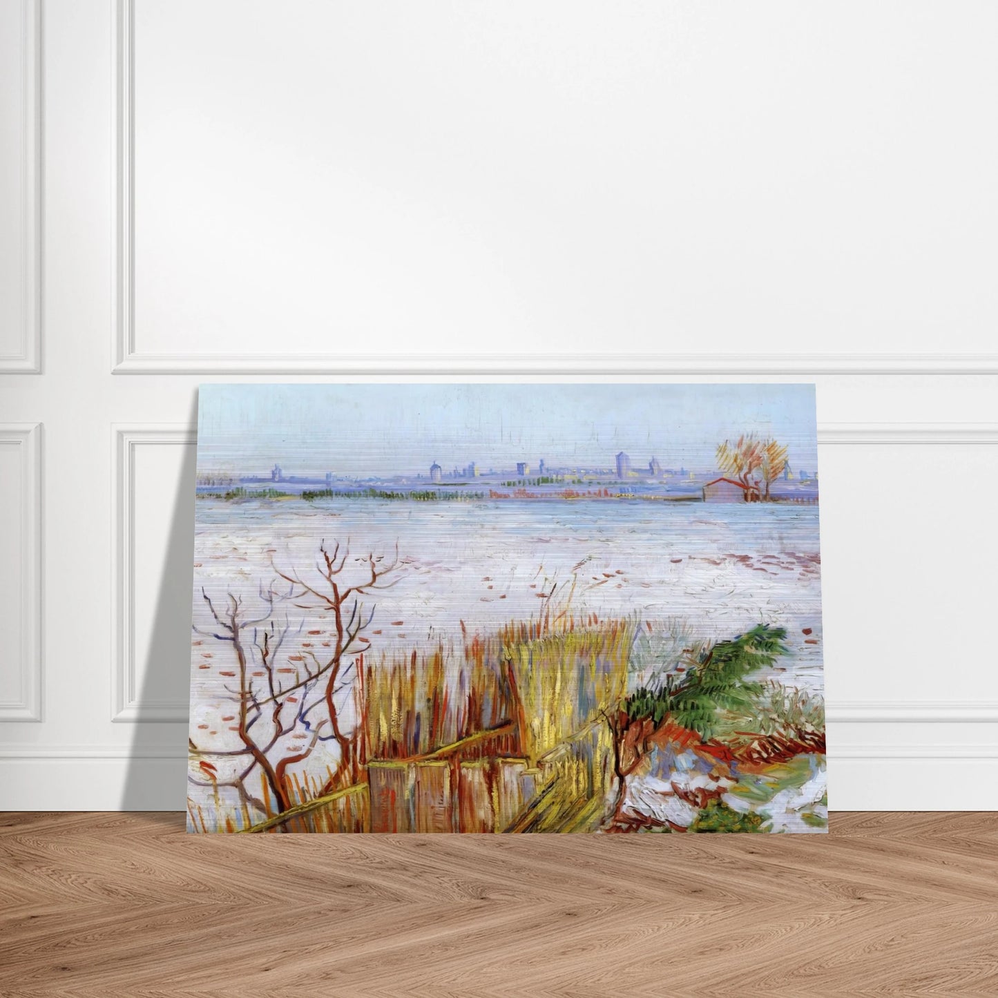 Snowy Landscape with Arles in the Background - Vincent van Gogh Brushed Aluminum Print - 70x100 cm / 28x40 inches | Vincent van Gogh Aluminum Print | Vincent van Gogh Prints