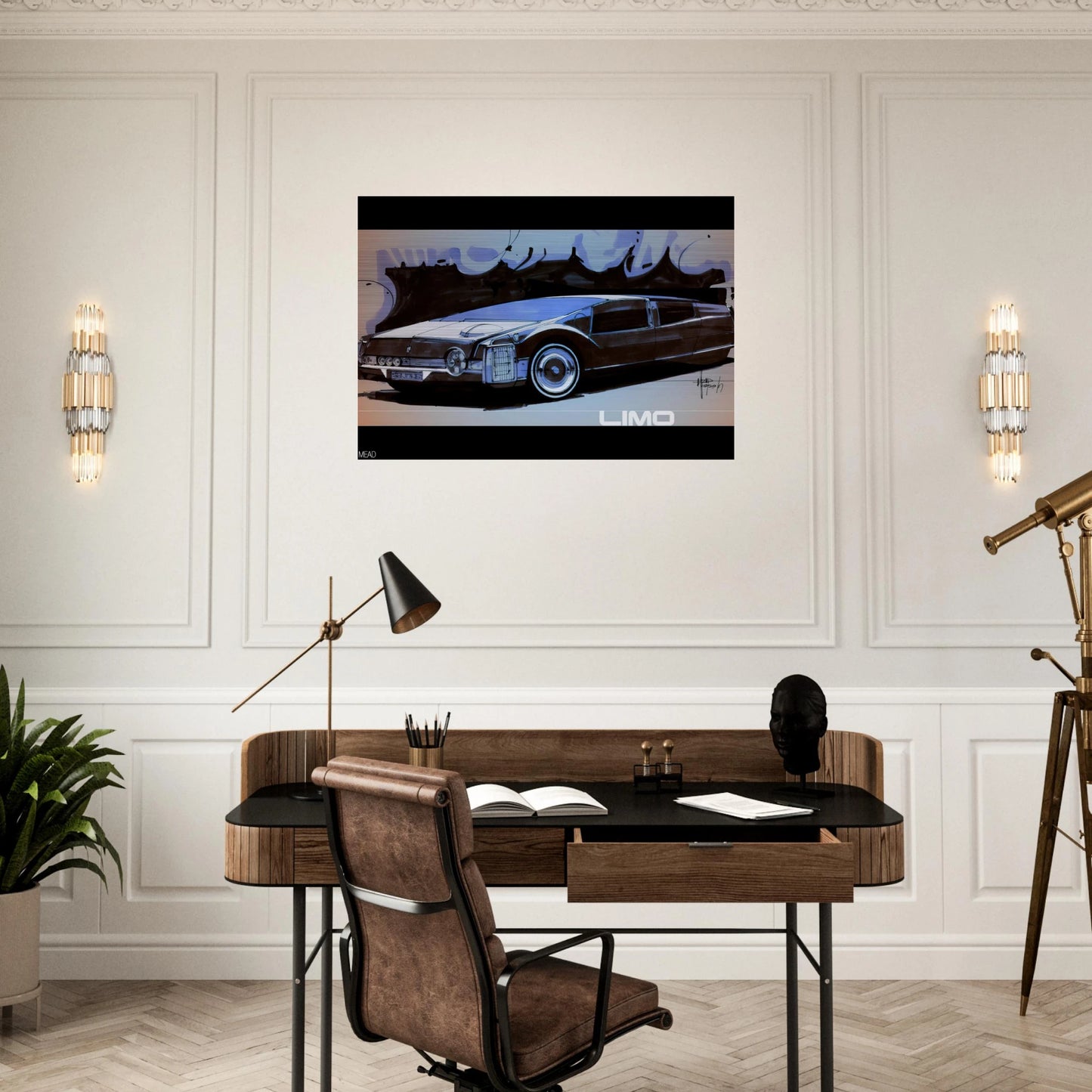 Syd Mead - Syd Mead Brushed Aluminum Print - 70x100 cm / 28x40 inches | Syd Mead Aluminum Print | Syd Mead Prints
