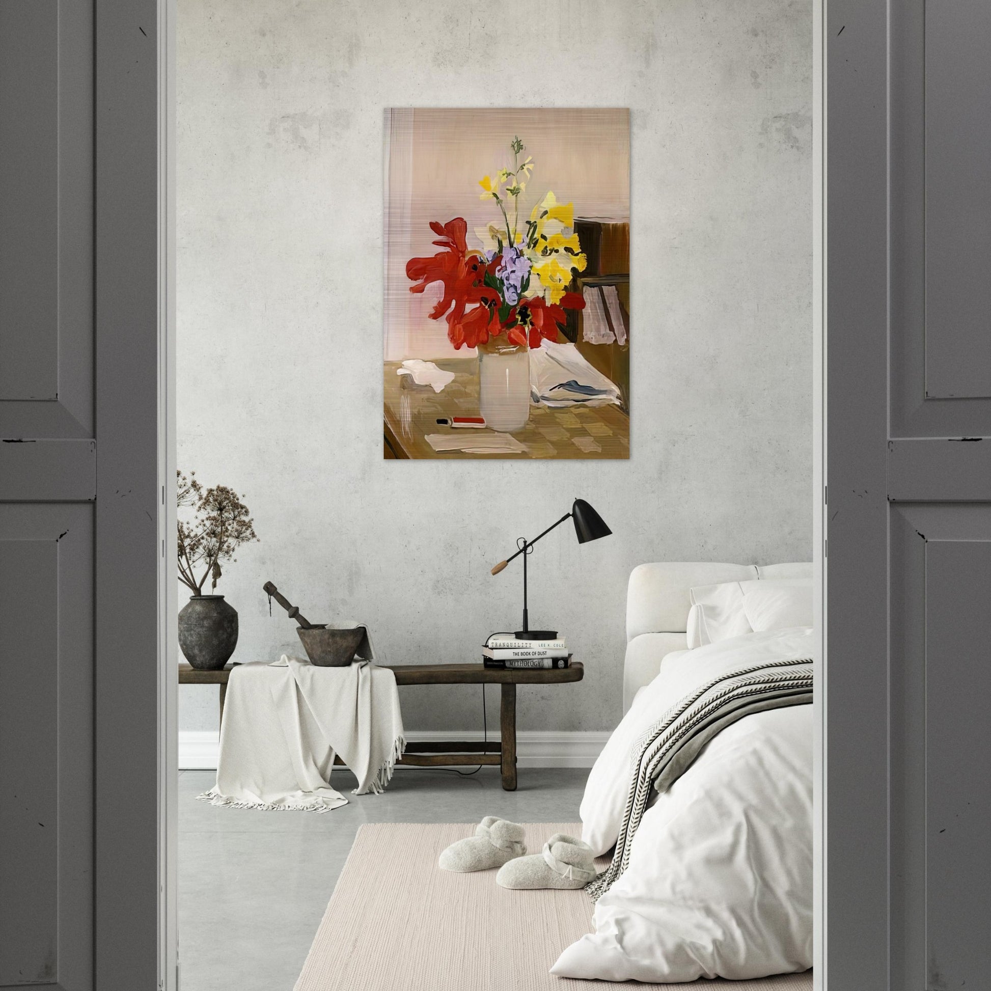 ANEMONE AND DAFFODIL 1965 - Fairfield Porter Brushed Aluminum Print - 70x100 cm / 28x40 inches | Fairfield Porter Aluminum Print | Fairfield Porter Prints