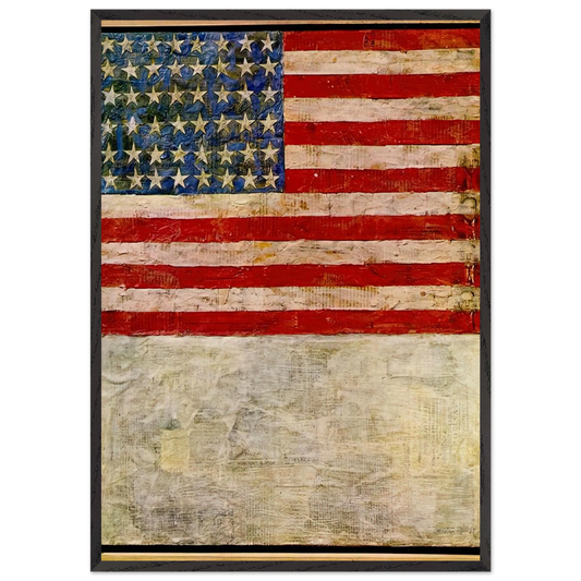 FLAG ABOVE WHITE - Jasper Johns 70x100 cm / 28x40 inches Framed Art Print – Black Wooden Frame