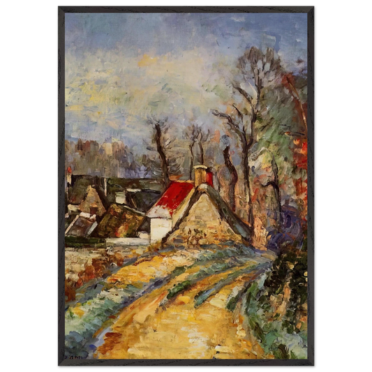 The Turn in the Road at Auvers - Paul Cezanne 70x100 cm / 28x40 inches Framed Art Print – Black Wooden Frame