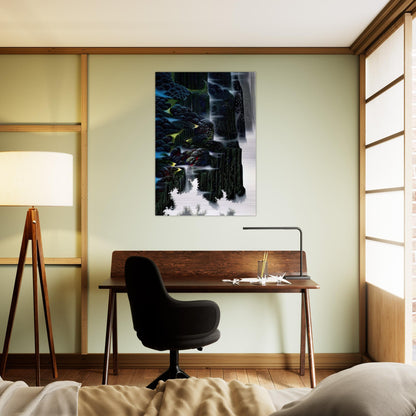 Sea Cliffs Rising - Eyvind Earle Brushed Aluminum Print - 70x100 cm / 28x40 inches | Eyvind Earle Aluminum Print | Eyvind Earle Prints