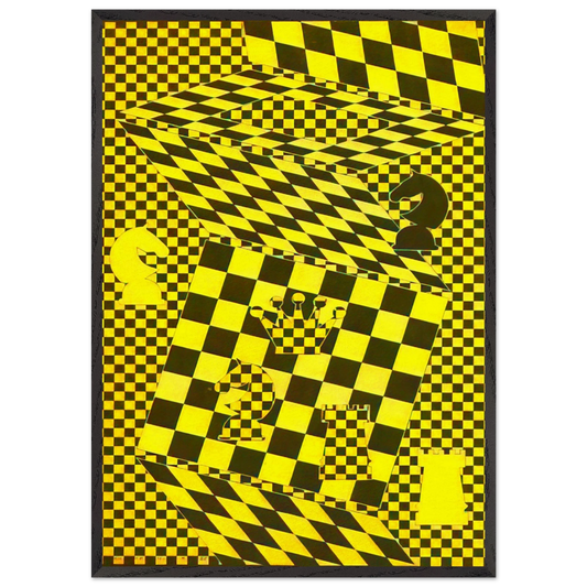The Chess Board - Victor Vasarely 70x100 cm / 28x40 inches Framed Art Print – Black Wooden Frame