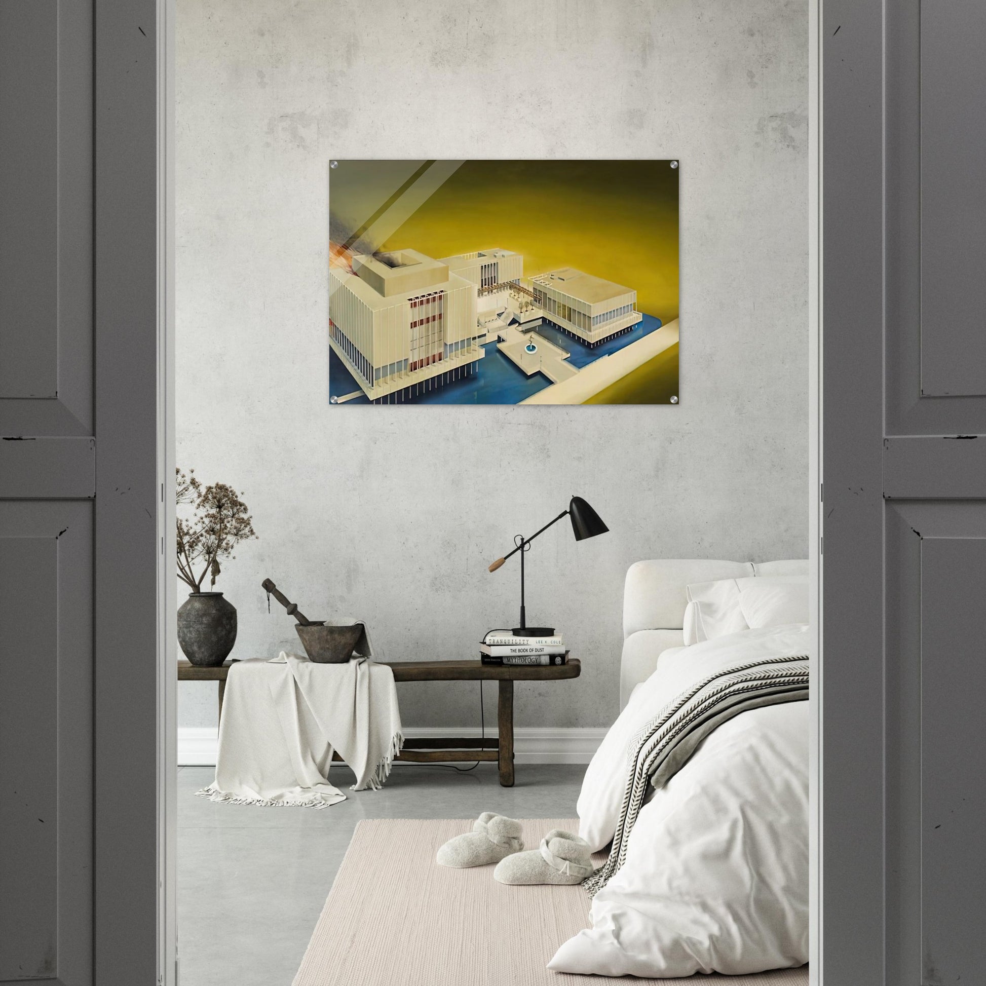 THE LOS ANGELES COUNTY MUSEUM ON FIRE 1968 - Edward Ruscha Acrylic Print - 70x100 cm / 28x40″ inches | Edward Ruscha Wall Art | Edward Ruscha Prints