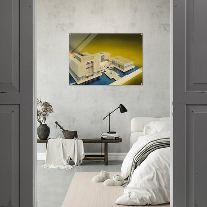 THE LOS ANGELES COUNTY MUSEUM ON FIRE 1968 - Edward Ruscha Acrylic Print - 70x100 cm / 28x40″ inches | Edward Ruscha Wall Art | Edward Ruscha Prints