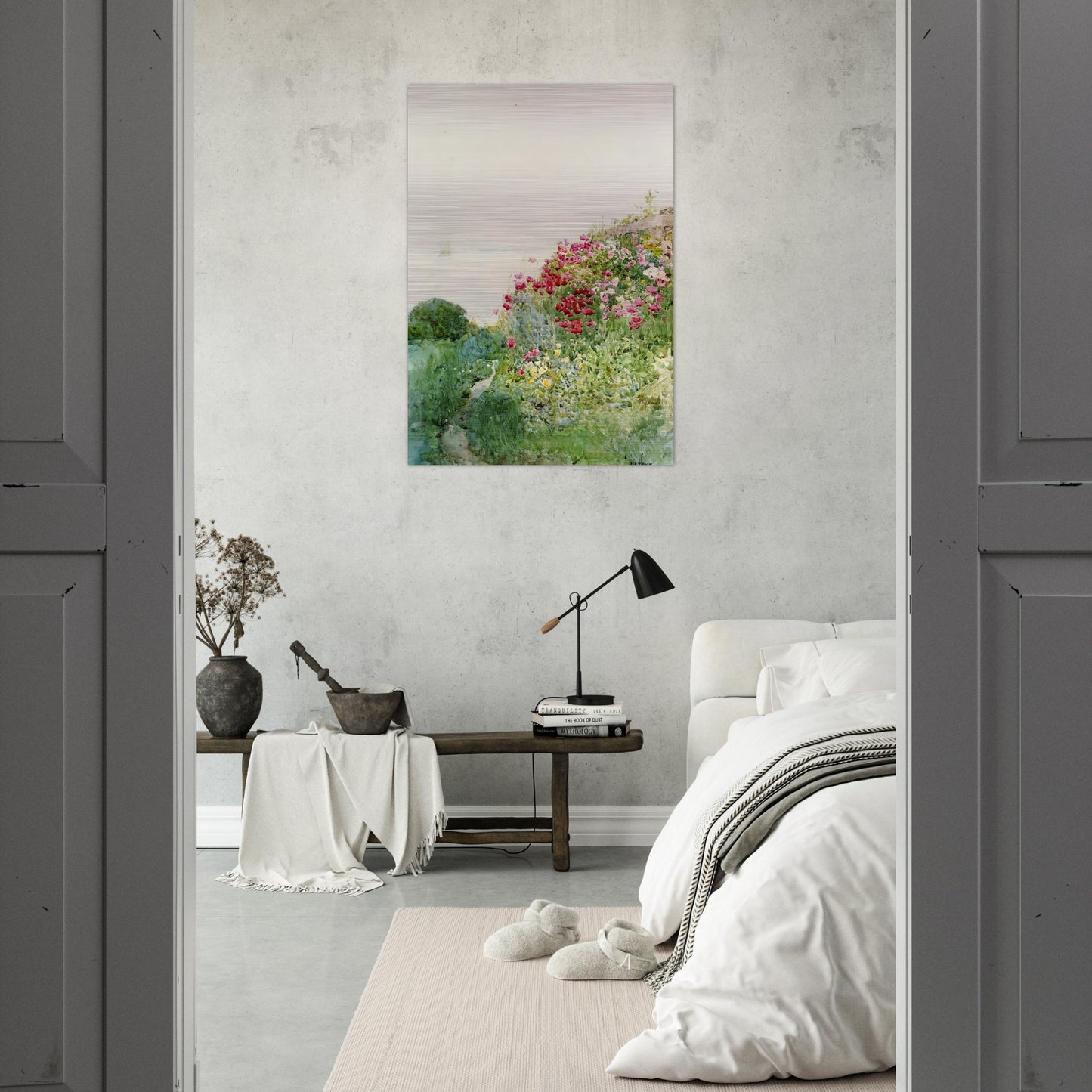 Field of Poppies, Isles of Shaos, Appledore - Childe Hassam Brushed Aluminum Print - 70x100 cm / 28x40 inches | Childe Hassam Aluminum Print | Childe Hassam Prints