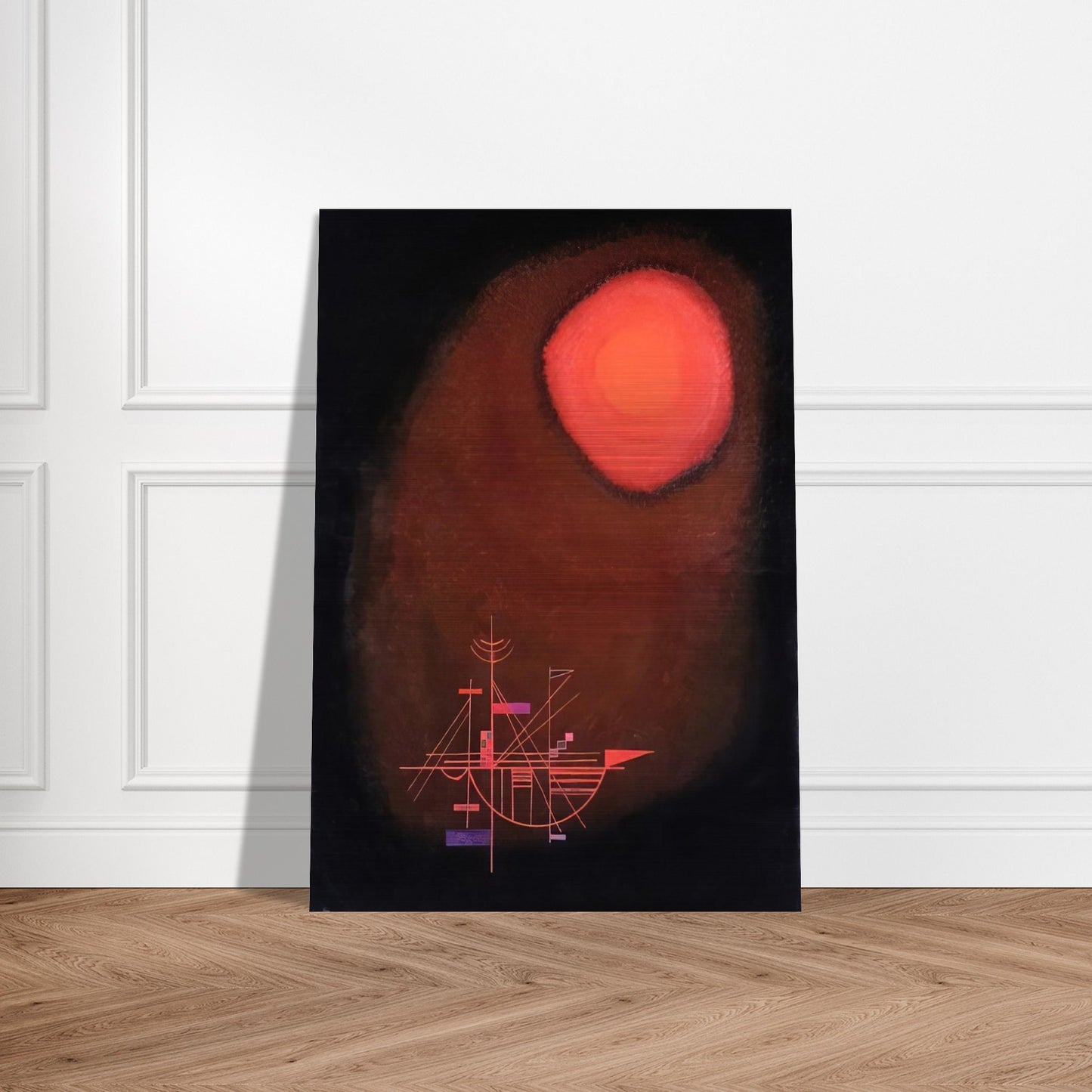 RED SUN AND SHIP - Wassily Kandinsky Brushed Aluminum Print - 70x100 cm / 28x40 inches | Wassily Kandinsky Aluminum Print | Wassily Kandinsky Prints