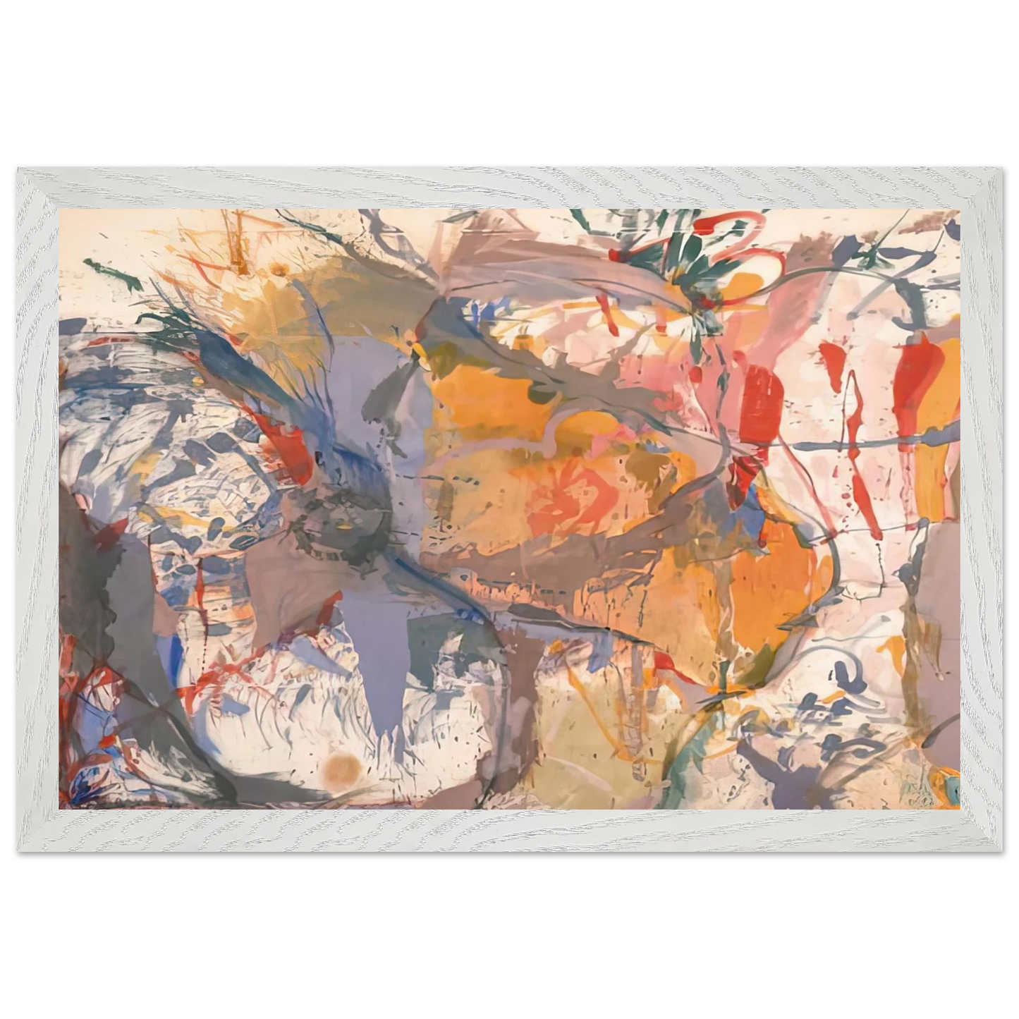 Helen Frankenthaler - Before the Caves, 1958- Wall Art - 21x29.7 cm / 8x12" - Premium Wooden Framed Poster With Fine Art Paper-canvas - White frame