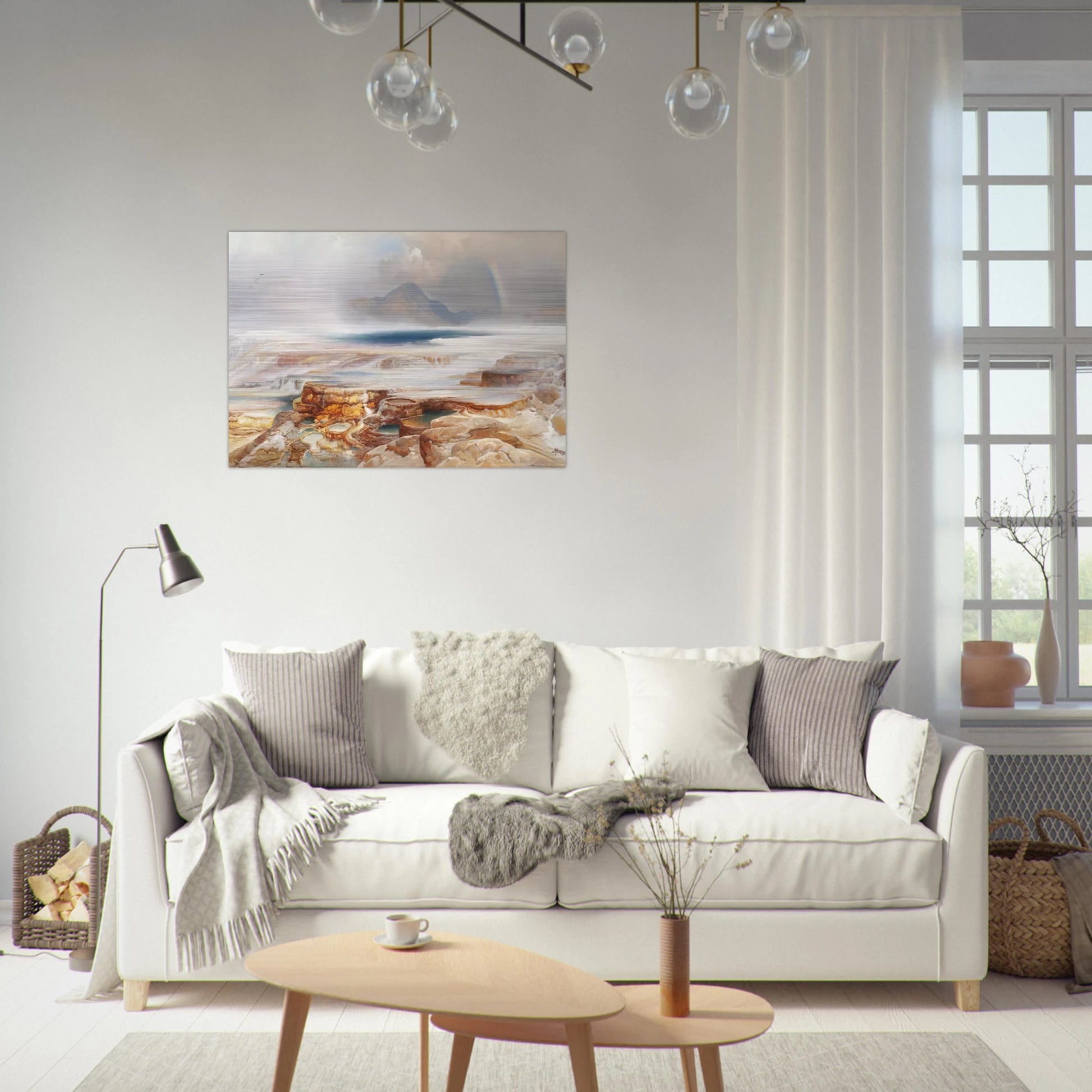 Hot Springs of the Yellowstone - Thomas Moran Brushed Aluminum Print - 70x100 cm / 28x40 inches | Thomas Moran Aluminum Print | Thomas Moran Prints