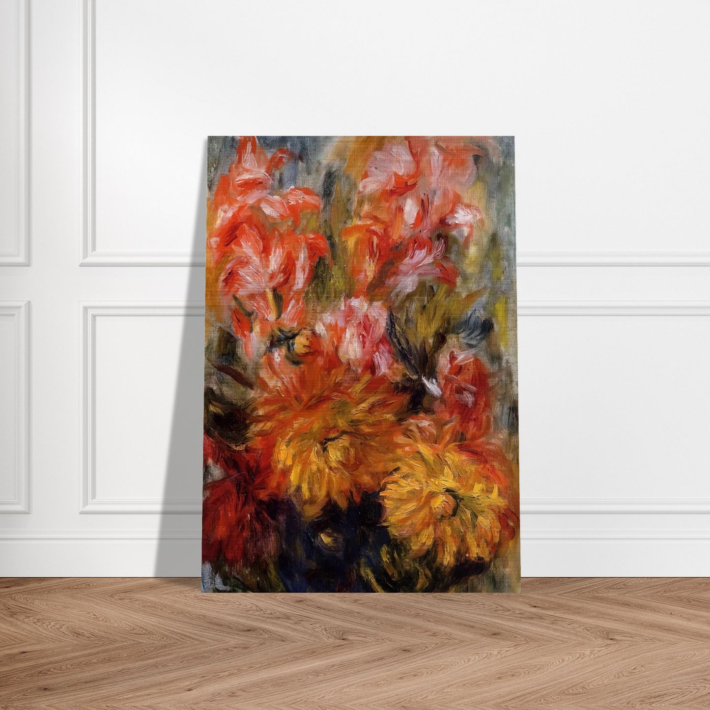 Gladiolas in a Blue Vase - Pierre-Auguste Renoir Brushed Aluminum Print - 70x100 cm / 28x40 inches | Pierre-Auguste Renoir Aluminum Print | Pierre-Auguste Renoir Prints