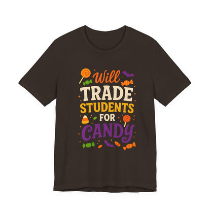 Camiseta con disfraz de profesor para Halloween, intercambiaré estudiantes por dulces.