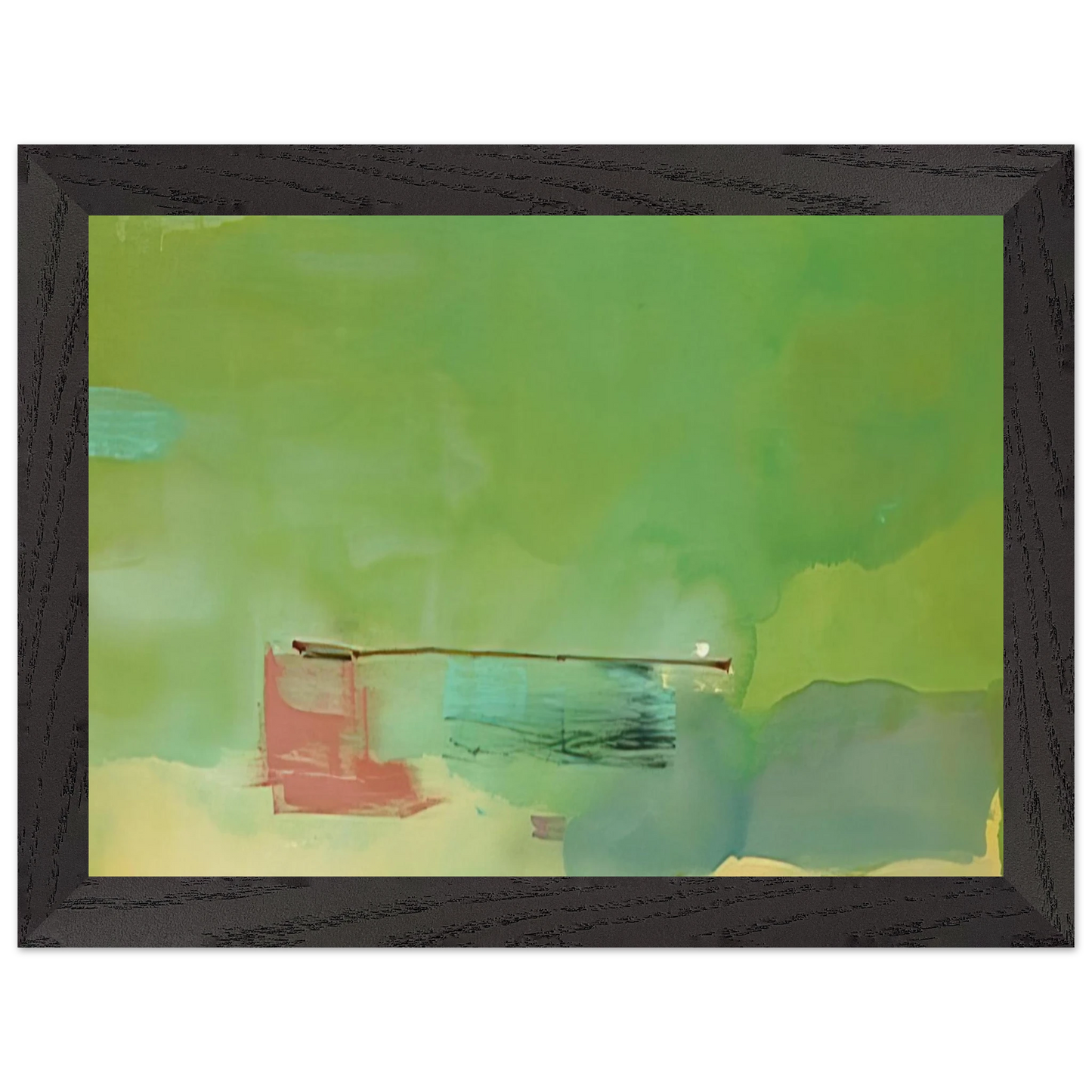 Helen Frankenthaler - Springscape - 1975 Wall art - 28x43  cm / XL (11x17 inches) - Premium Wooden Framed Poster With Fine Art Paper-canvas - Black frame