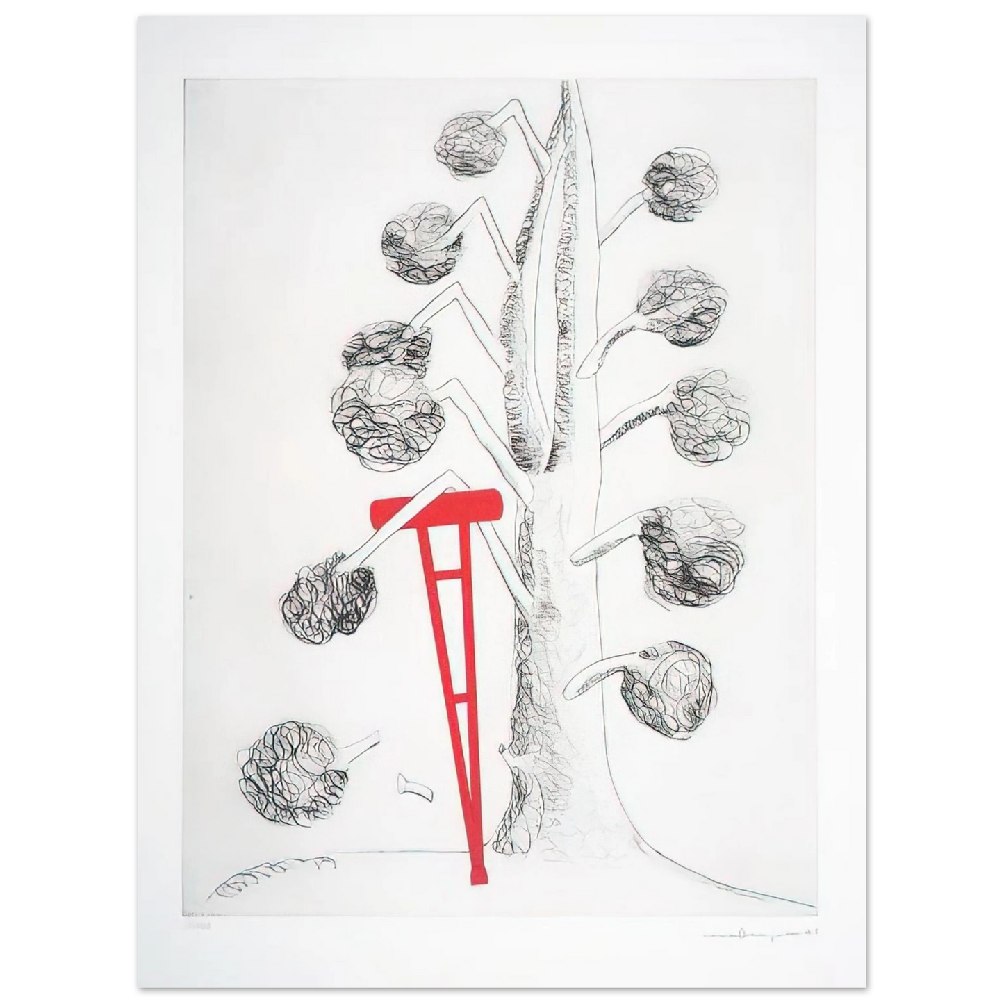 Louise Bourgeois - TREE WITH RED CRUTCH 1998  75x100 cm / 30x40inches Fine Art Poster