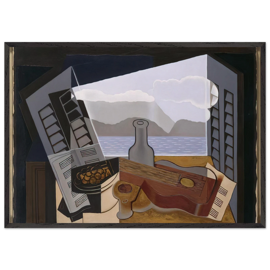THE OPEN WINDOW 1921 N2 - Juan Gris 70x100 cm / 28x40 inches Framed Art Print – Black Wooden Frame