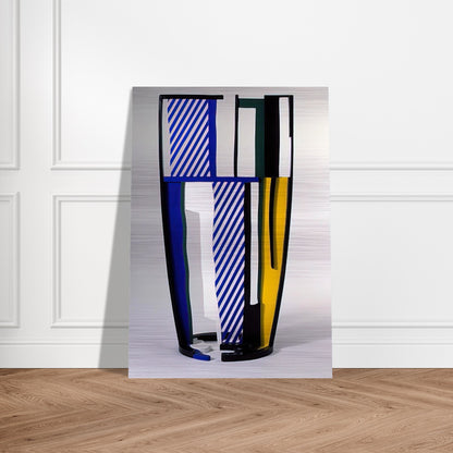 GLASS IV 1977 - Roy Lichtenstein Brushed Aluminum Print - 70x100 cm / 28x40 inches | Roy Lichtenstein Aluminum Print | Roy Lichtenstein Prints