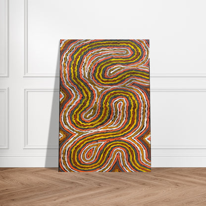 Worm Dreaming Napperby - 1996 - Clifford Possum Tjapaltjarri Brushed Aluminum Print - 70x100 cm / 28x40 inches | Clifford Possum Tjapaltjarri Aluminum Print | Clifford Possum Tjapaltjarri Prints