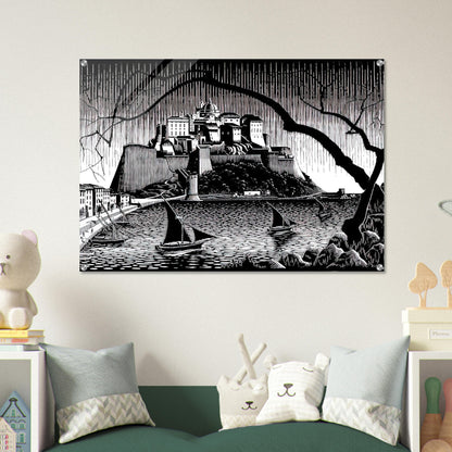 CITADEL OF CALVI CORSICA - MC Escher Acrylic Print - 70x100 cm / 28x40″ inches | MC Escher Wall Art | MC Escher Prints