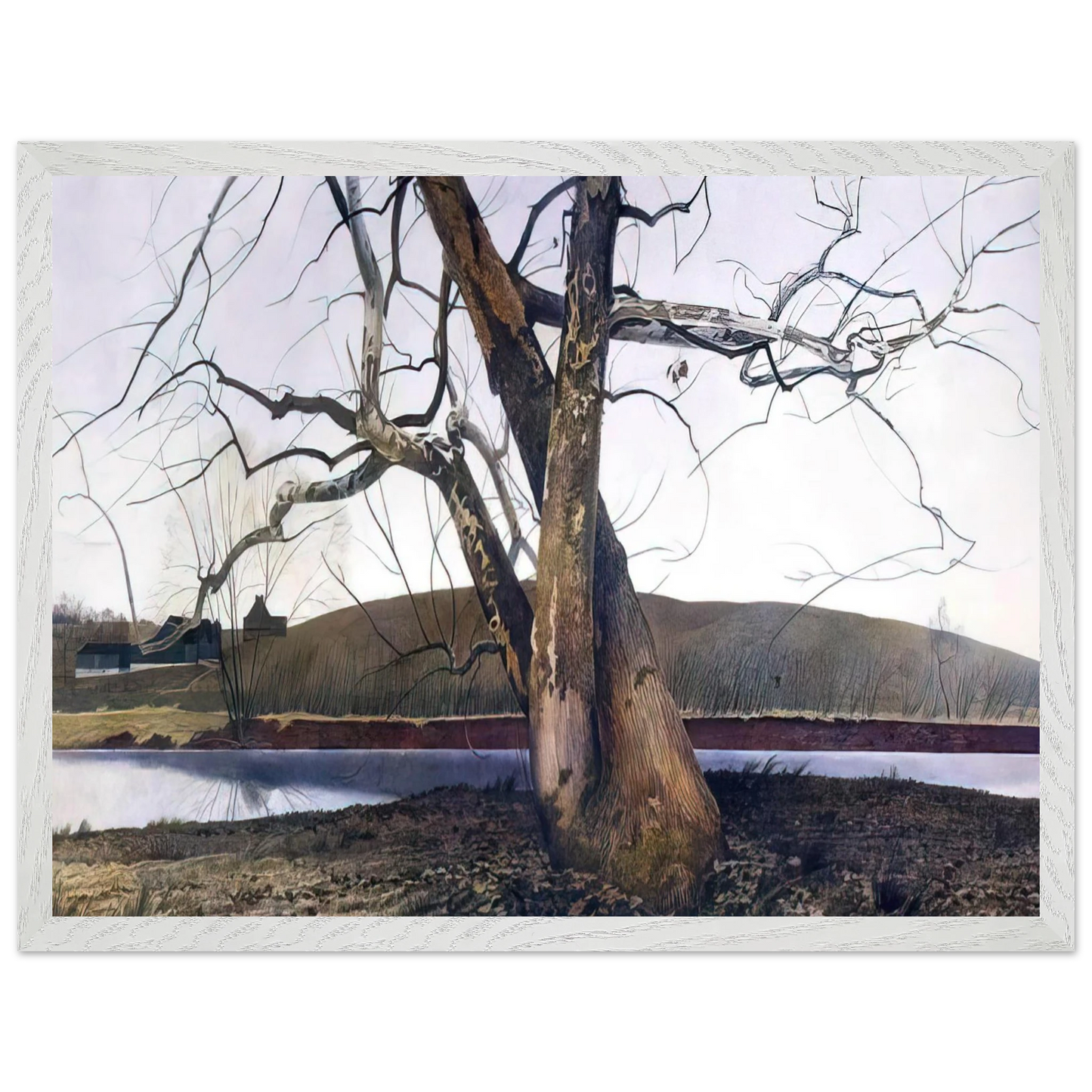 Andrew Wyeth - DIL HUEY FARM Wall Art - 21x29.7 cm / 8x12" - Premium Wooden Framed Poster With Fine Art Paper-canvas - Wood frame