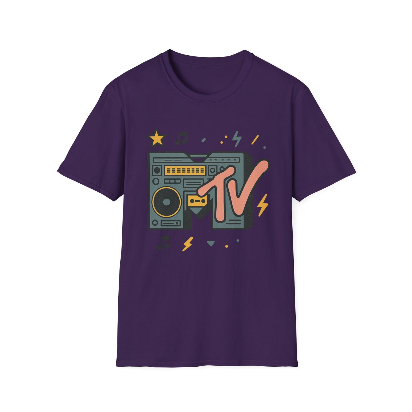 Camiseta gráfica retro de MTV con estampado de guepardo, estilo rock, unisex, estilo banda de los años 80 y 90