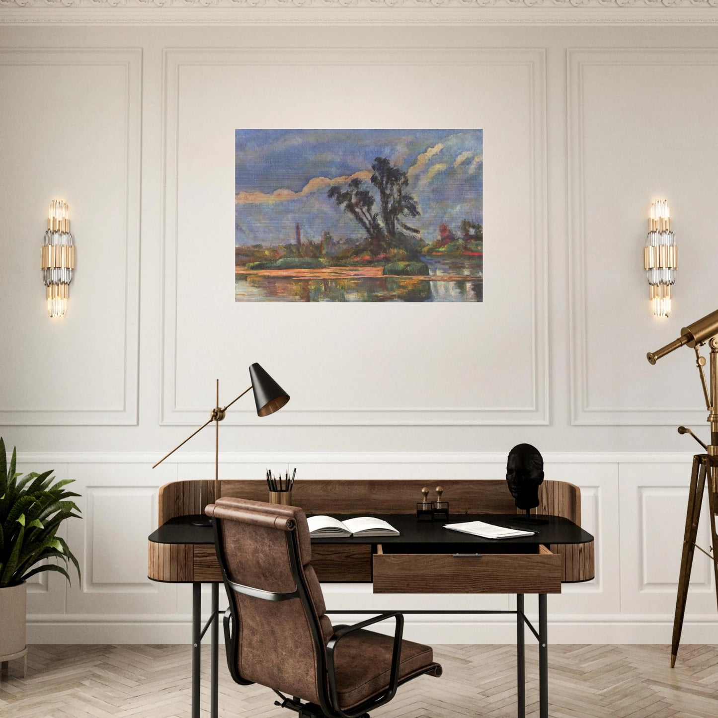 Bank of the Oise - Paul Cézanne Brushed Aluminum Print - 70x100 cm / 28x40 inches | Paul Cézanne Aluminum Print | Paul Cézanne Prints