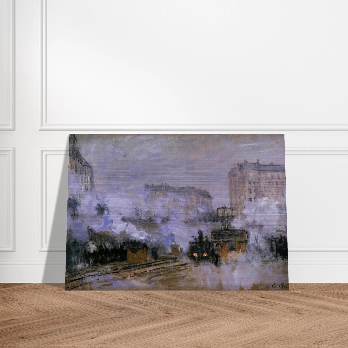 Saint-Lazare Station, Arrival of a Train - claude monet Brushed Aluminum Print - 70x100 cm / 28x40 inches | claude monet Aluminum Print | claude monet Prints